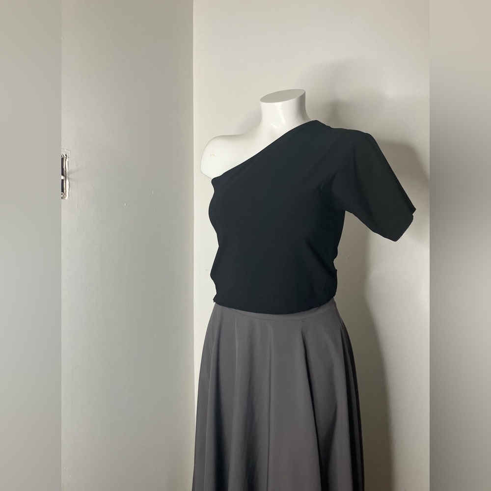 Chic Black and Gray A-Line Skirt